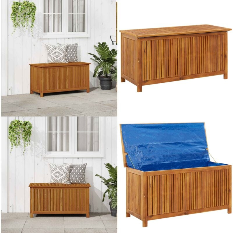 Boîte de rangement de jardin 113x50x58 cm Bois d'acacia solide - Coffre De Jardin - Rangement Extérieur - Meuble De Jardin - Bois Acacia - Boîte De