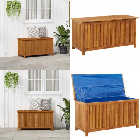 Boîte de rangement de jardin 113x50x58 cm Bois d'acacia solide - Coffre De Jardin - Rangement Extérieur - Meuble De Jardin - Bois Acacia - Boîte De Rangement - Home & Living