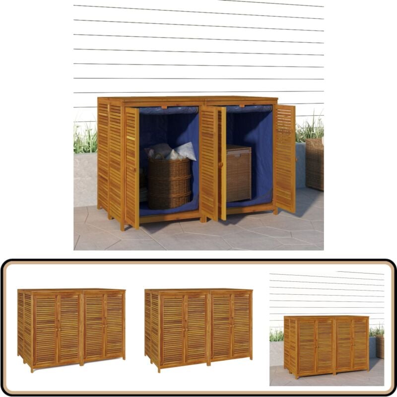 Boîte de rangement de jardin 140x87x104 cm bois massif d'acacia - Coffre De Jardin - Rangement Extérieur - Meuble De Jardin - Bois D'acacia - Coffre