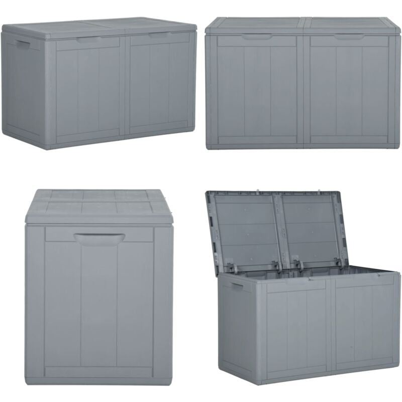 Vidaxl - Boîte de rangement de jardin 180 l Gris pp Rotin - Coffre De Rangement Jardin - Rangement Exterieur - Boite De Rangement - Meuble De Jardin