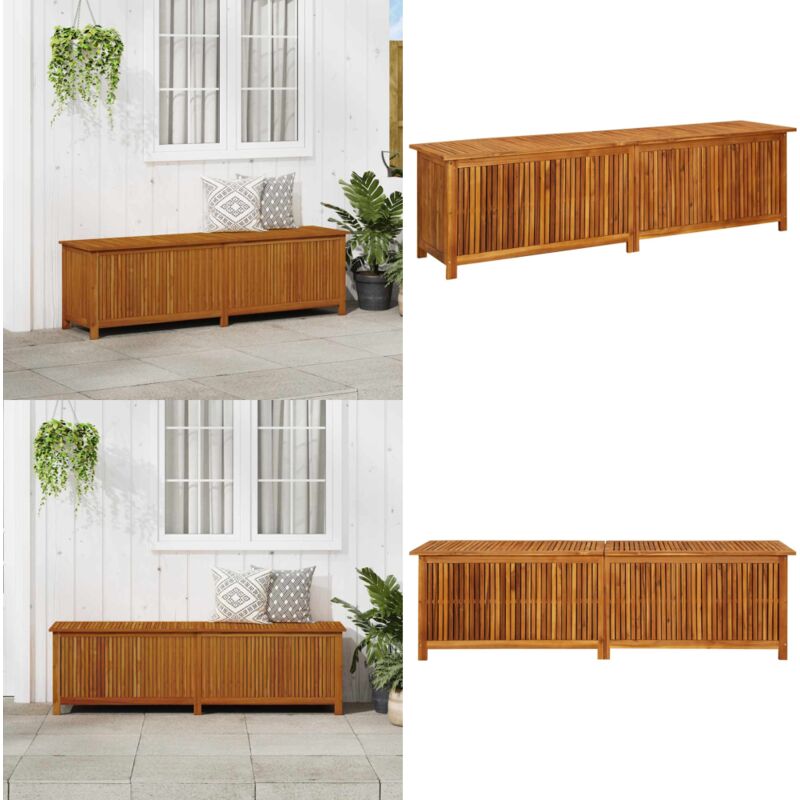 Boîte de rangement de jardin 200x50x58 cm Bois d'acacia solide - Boîte De Rangement Jardin - Coffre De Jardin - Rangement Extérieur - Meuble De