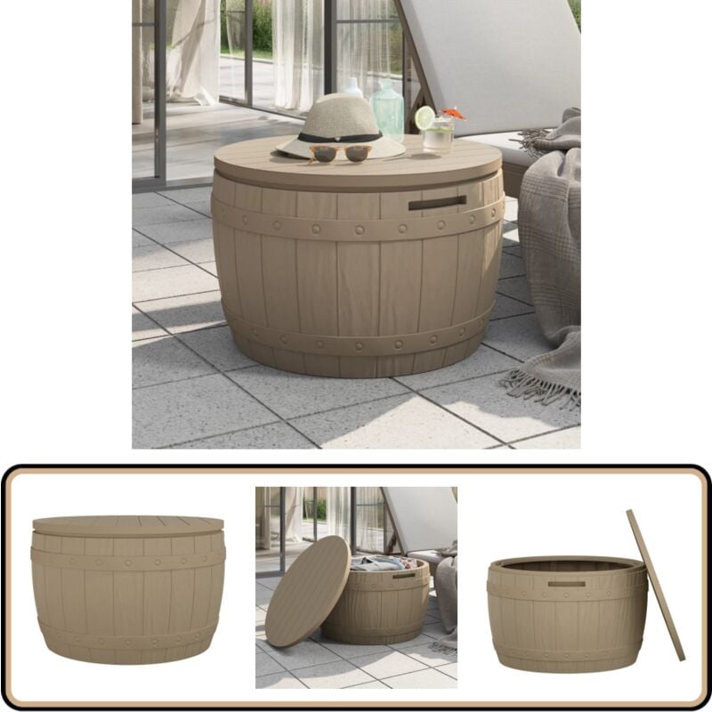 Boîte de rangement de jardin 3 en 1 marron clair polypropylène - Coffre De Jardin - Rangement Extérieur - Meuble De Jardin - Boîte De Rangement