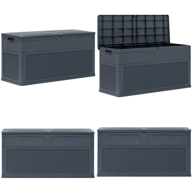 Vidaxl - Boîte de rangement de jardin 320 l Anthracite - Boîte De Rangement Jardin - Coffre De Jardin - Rangement Exterieur - Rangement Patio