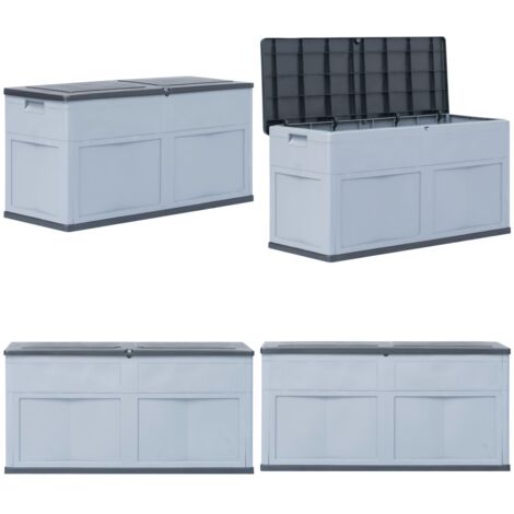 Boîte de rangement de jardin 320 L Gris Noir - Boîte De Rangement Jardin - Coffre De Jardin - Rangement Exterieur - Rangement Patio - Coffre De Jardin Gris - Home & Living