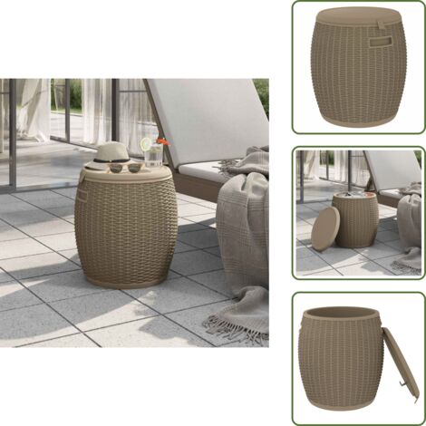 Boîte de rangement de jardin 4 en 1 marron clair polypropylène - Coffre De Jardin - Rangement Extérieur - Meuble De Jardin - Coffre Pliable - Tabouret De Jardin