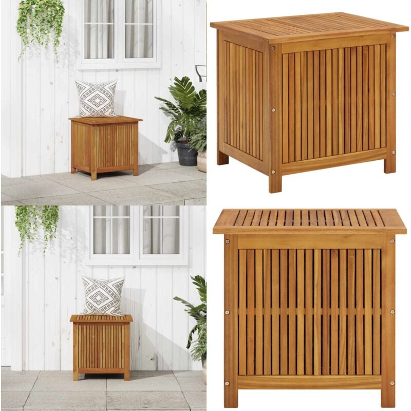 Boîte de rangement de jardin 60x50x58 cm Bois d'acacia solide - Coffre De Jardin - Rangement Extérieur - Meuble De Jardin - Bois D'acacia - Boîte De
