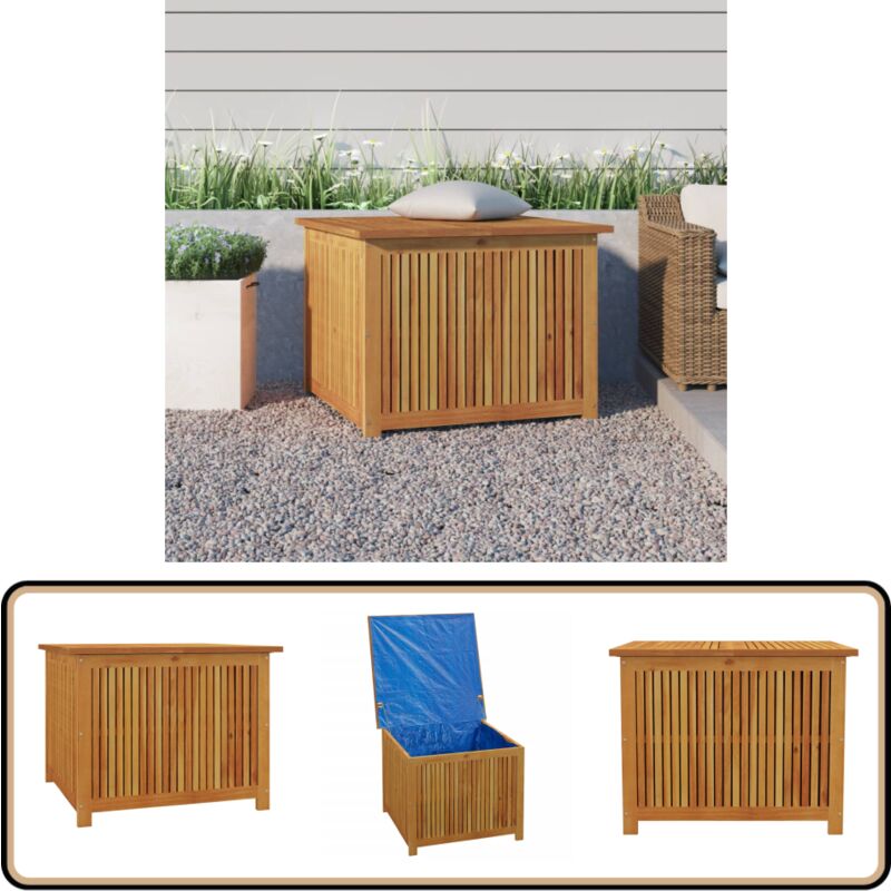 Boîte de rangement de jardin 75x75x58 cm bois massif d'acacia - Boîte De Rangement Jardin - Coffre De Jardin - Rangement Extérieur - Meuble De Jardin