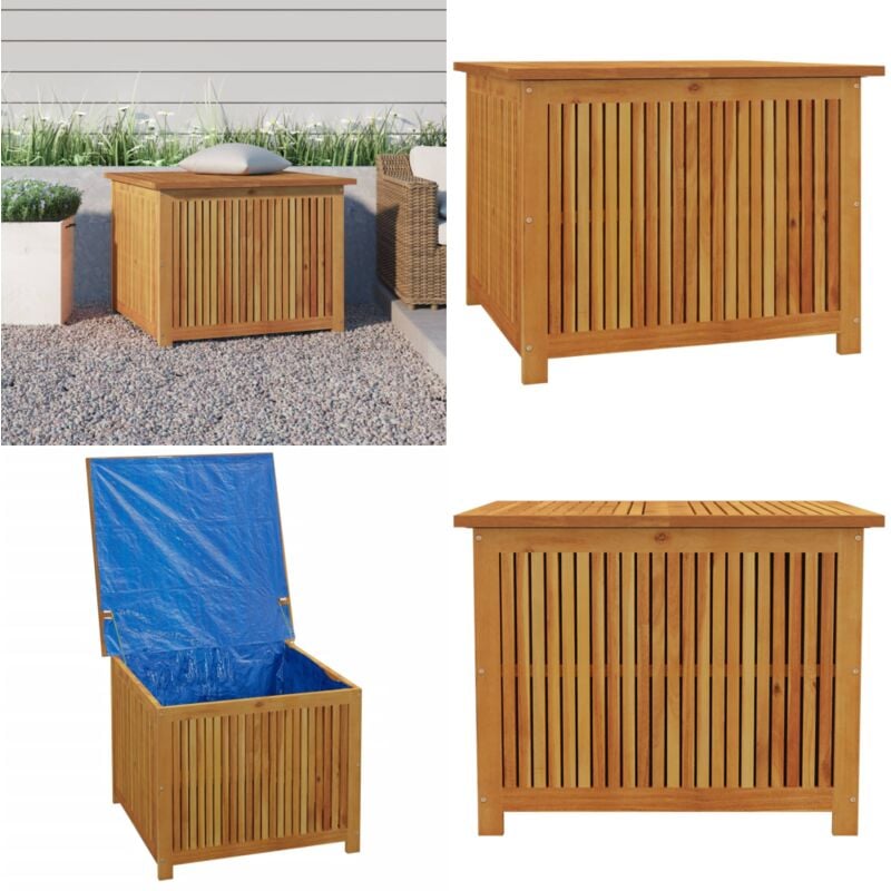 Boîte de rangement de jardin 75x75x58 cm bois massif d'acacia - Boîte De Rangement Jardin - Coffre De Jardin - Rangement Extérieur - Meuble De Jardin