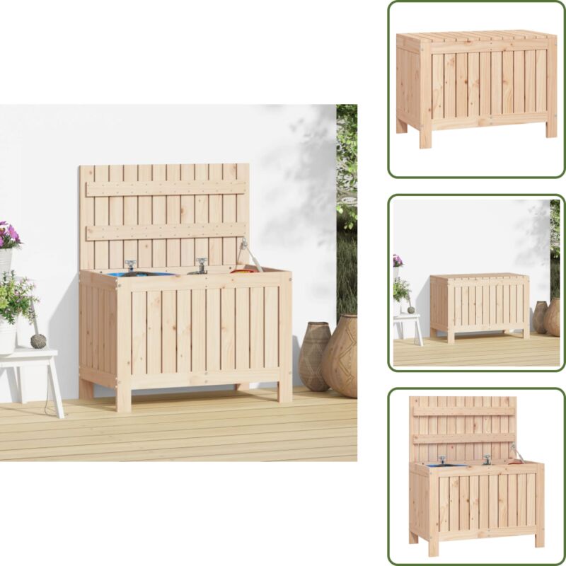 Boîte de rangement de jardin 76x42,5x54 cm Bois massif de pin - Boîte De Rangement Jardin - Coffre De Jardin - Rangement Extérieur - Meuble De Jardin
