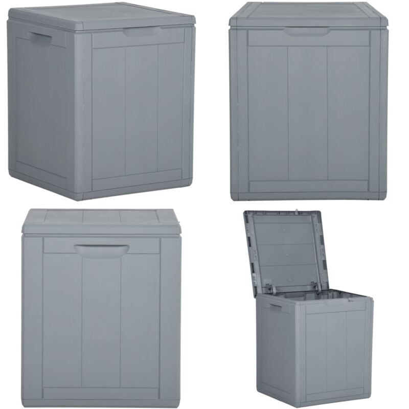Boîte de rangement de jardin 90 l Gris pp Rotin - Boîte De Rangement Jardin - Coffre De Rangement Extérieur - Rangement Jardin - Meuble De Jardin