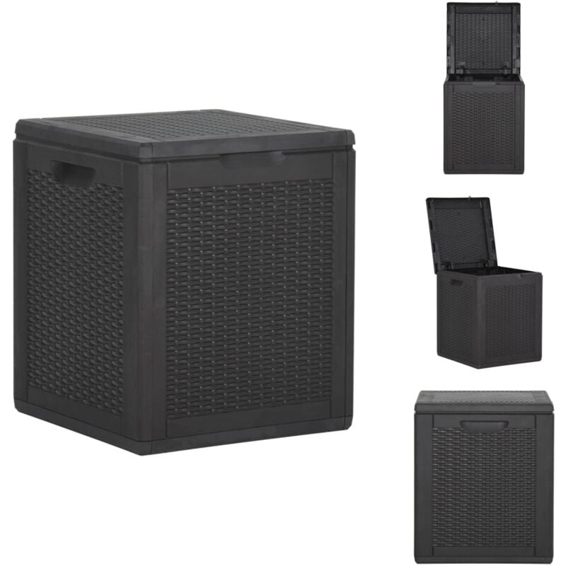 Boîte de rangement de jardin 90 l Noir pp Rotin - Boîte De Rangement Jardin - Coffre De Rangement Extérieur - Rangement Jardin - Meuble De Jardin