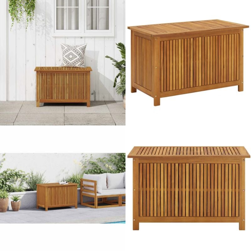 Boîte de rangement de jardin 90x50x58 cm bois d'acacia massif - Boîte De Rangement Jardin - Coffre De Rangement Extérieur - Rangement Jardin - Meuble