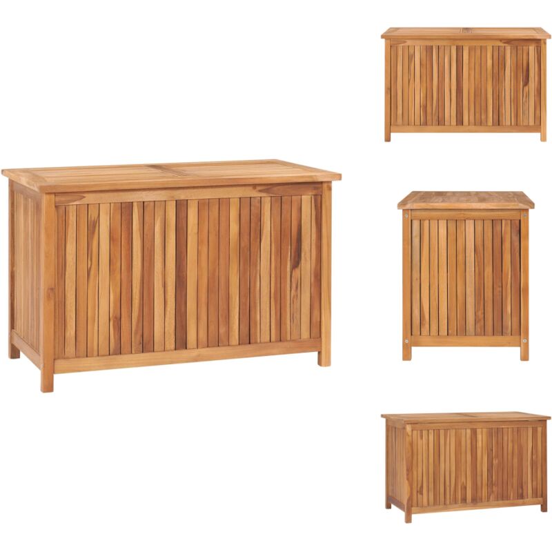 Boîte de rangement de jardin 90x50x58 cm Bois de teck solide - Coffre De Rangement Jardin - Rangement Exterieur - Boite De Rangement Bois - Meuble De