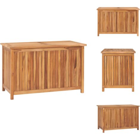 Boîte de rangement de jardin 90x50x58 cm Bois de teck solide - Coffre De Rangement Jardin - Rangement Exterieur - Boite De Rangement Bois - Meuble De Jardin - Teck