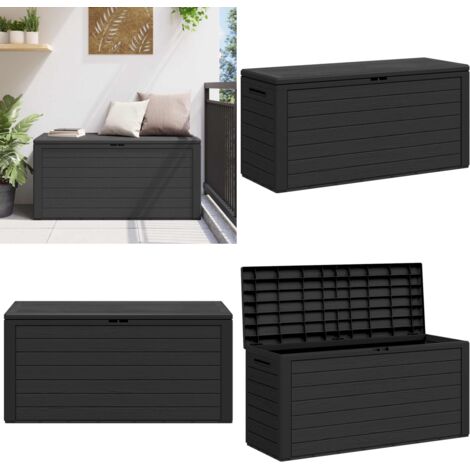 Boîte de rangement de jardin Anthracite 116x44x55 cm - Boîte De Rangement Jardin - Coffre De Rangement Extérieur - Rangement Jardin - Polypropylène - Boîte À Outils - Home & Living