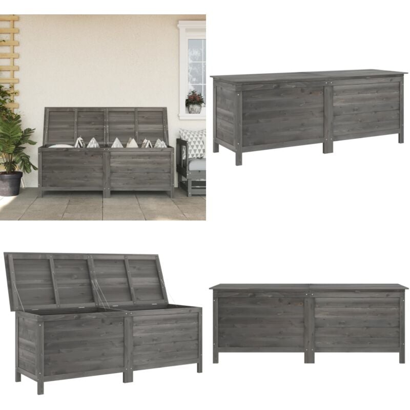 Boîte de rangement de jardin anthracite bois massif sapin - Boîte De Rangement Jardin - Coffre De Jardin - Rangement Extérieur - Meuble De Jardin