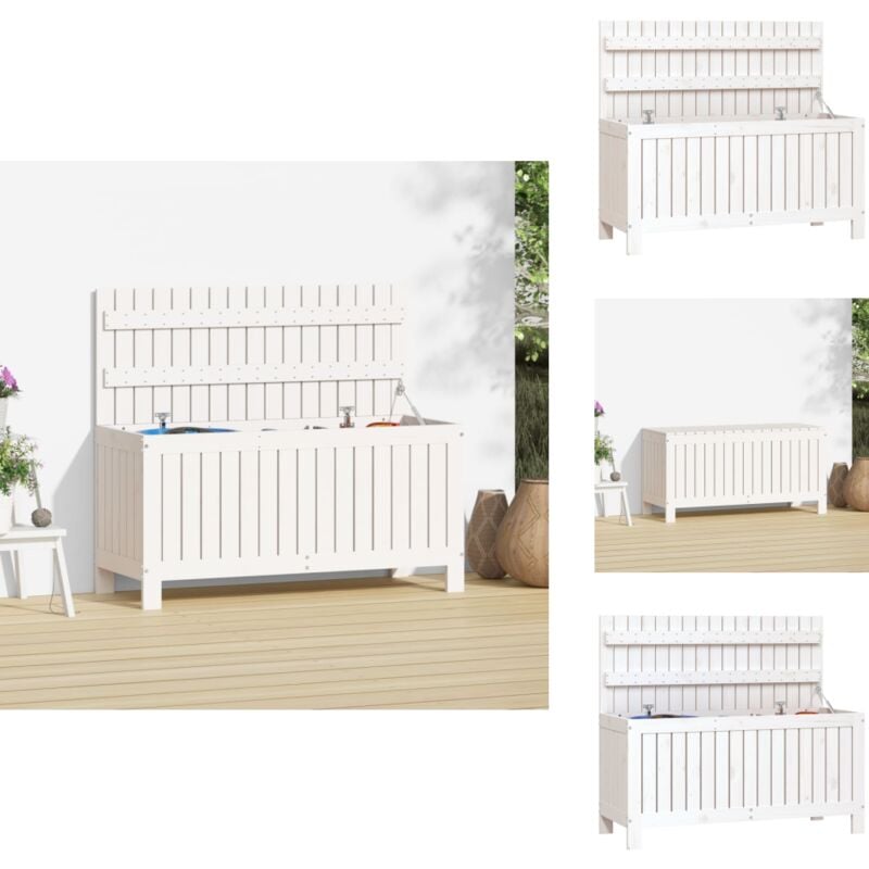 Boîte de rangement de jardin Blanc 108x42,5x54 cm Bois de pin - Boîte De Rangement Jardin - Coffre De Jardin - Rangement Exterieur - Meuble De Jardin