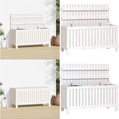 Boîte de rangement de jardin Blanc 108x42,5x54 cm Bois de pin - Boîte De Rangement Jardin - Coffre De Jardin - Rangement Exterieur - Meuble De Jardin - Coffre Outil - Home & Living