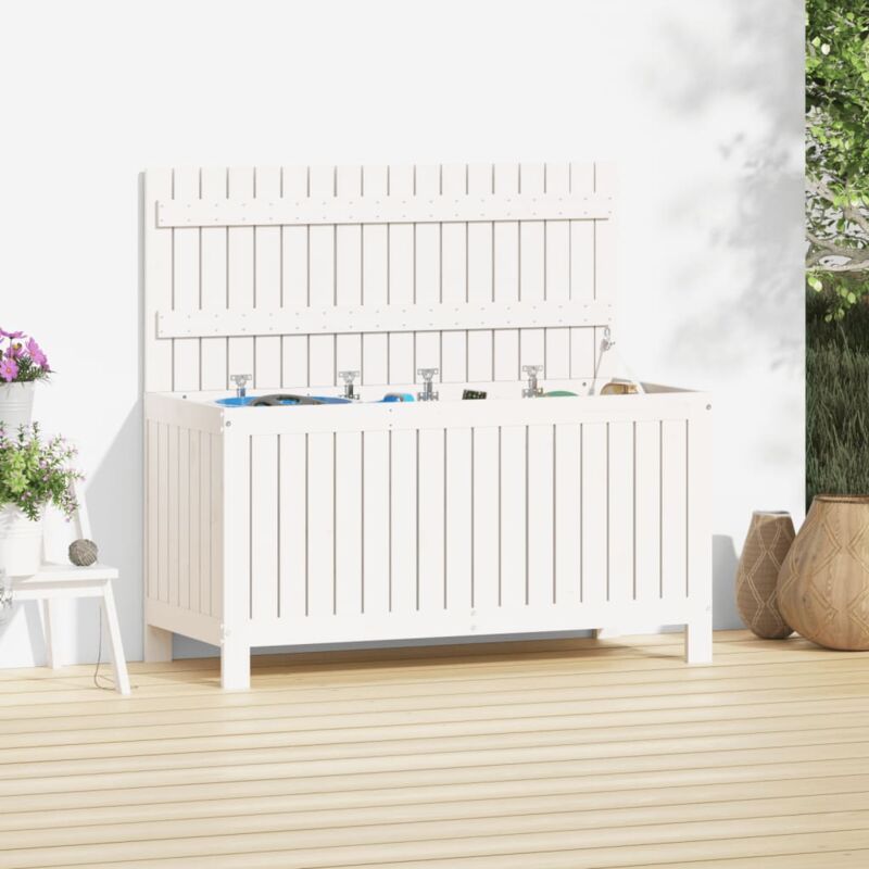 Decdeal - Boîte de rangement de jardin Blanc 115x49x60 cm Bois de pin