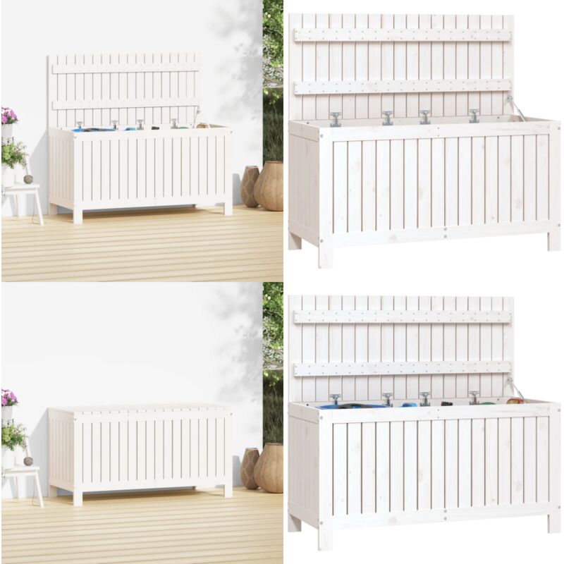 Boîte de rangement de jardin Blanc 115x49x60 cm Bois de pin - Boîte De Rangement Jardin - Coffre De Jardin - Rangement Exterieur - Meuble De Jardin