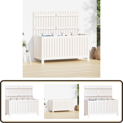 Boîte de rangement de jardin Blanc 121x55x64 cm Bois de pin - Boîte De Rangement Jardin - Coffre De Jardin - Rangement Exterieur - Meuble De Jardin - Bois De Pin