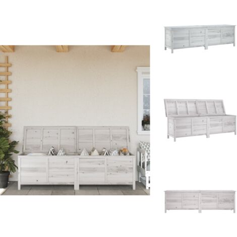 Boîte de rangement de jardin blanc bois massif de sapin - Boîte De Rangement Jardin - Coffre De Jardin - Rangement Extérieur - Meuble De Jardin - Bois Massif