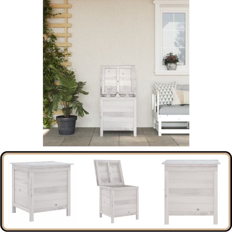 Vidaxl - Boîte de rangement de jardin blanc bois massif de sapin - Boîte De Rangement Jardin - Coffre De Jardin - Rangement Extérieur - Rangement