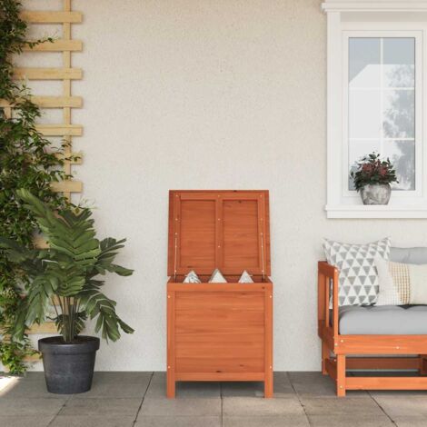 Boîte de rangement de jardin, Coffre de rangement Exterieur marron 50x49x56,5cm bois massif sapin LKF94107