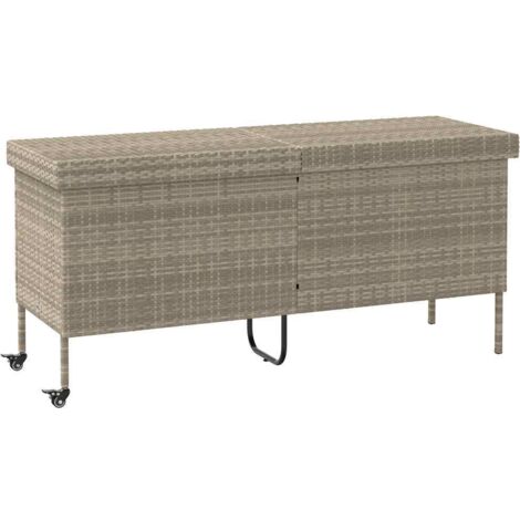 Boîte de rangement de jardin et roues gris clair résine tressée CFW604914
