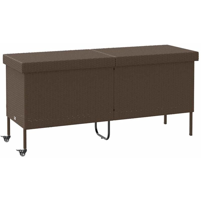 Boîte rangement jardin roues marron 160x55x75 cm résine tressée - Vidaxl