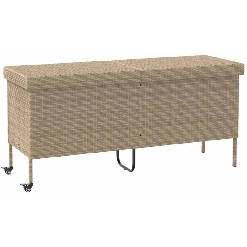 Boîte rangement jardin roues beige 160x55x75 cm résine tressée - Vidaxl