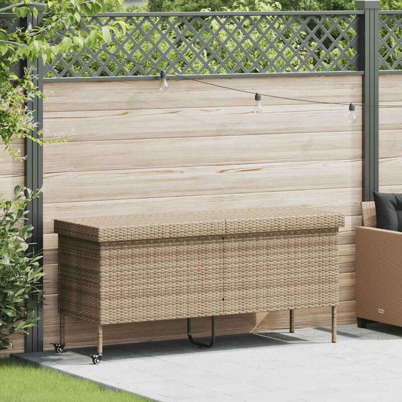 Boîte rangement jardin roues beige 160x55x75 cm résine tressée - Vidaxl
