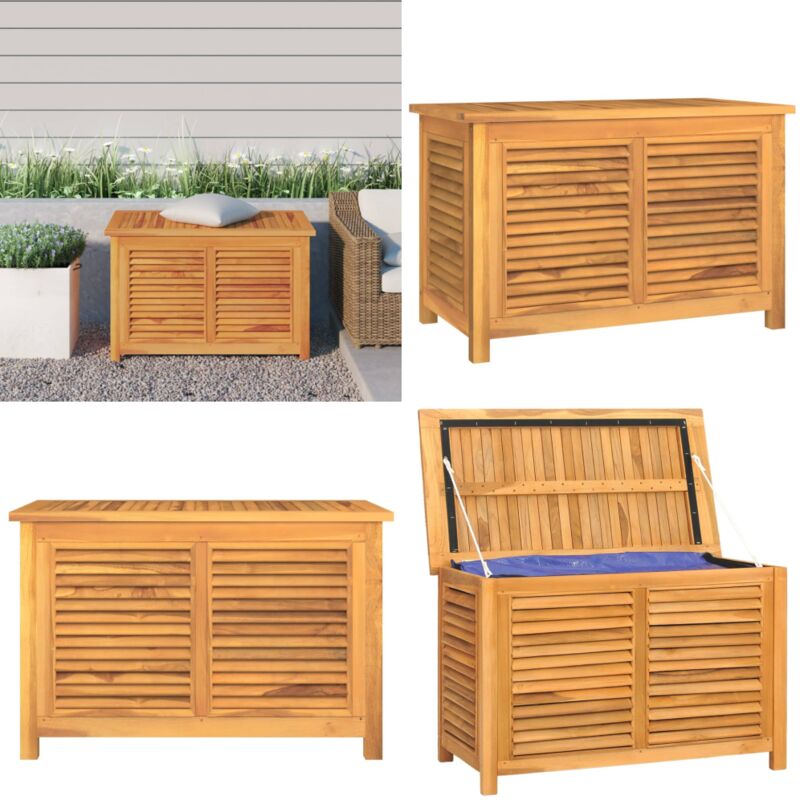 Boîte de rangement de jardin et sac 90x50x58cm bois massif teck - Coffre De Jardin - Rangement Extérieur - Meuble De Jardin - Bois De Teck - Coffre à
