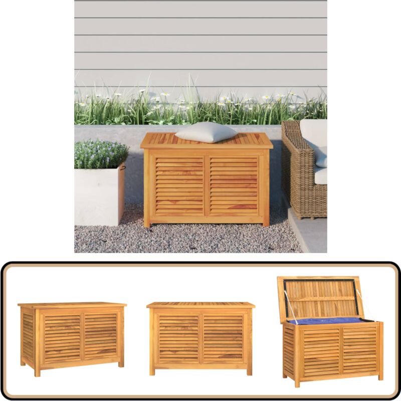Boîte de rangement de jardin et sac 90x50x58cm bois massif teck - Coffre De Jardin - Rangement Extérieur - Meuble De Jardin - Bois De Teck - Coffre à