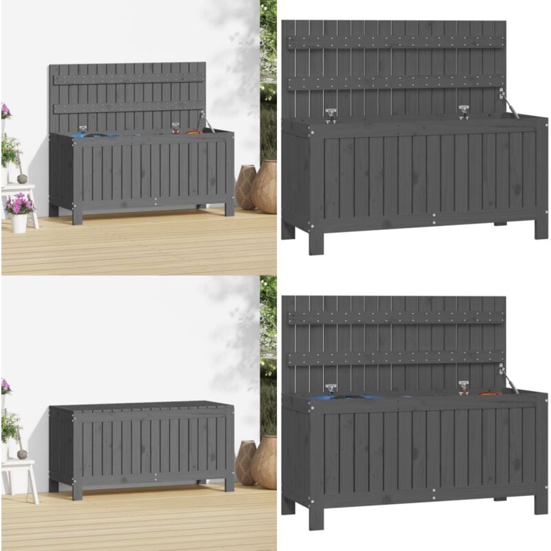 Boîte de rangement de jardin Gris 108x42,5x54 cm Bois de pin - Boîte De Rangement Jardin - Coffre De Jardin - Rangement Exterieur - Meuble De Jardin