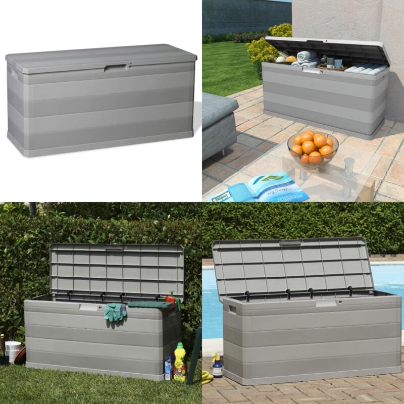 Boîte de rangement de jardin gris 117x45x56 cm - Boîte De Rangement Jardin - Coffre De Rangement Extérieur - Rangement Jardin - Boîte à Outils