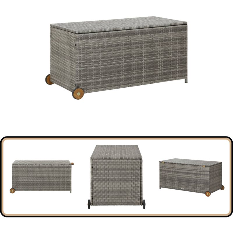 Vidaxl - Boîte de rangement de jardin gris clair 120x65x61 cm rotin - Coffre De Jardin - Rangement Jardin - Boite De Rangement Exterieur - Meuble De