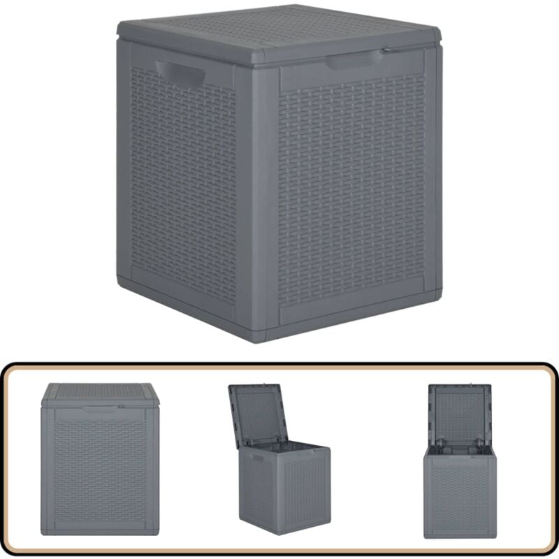 Boîte de rangement de jardin gris pp rotin 90 l - Boîte De Rangement Jardin - Coffre De Rangement Extérieur - Rangement Jardin - Meuble De Jardin