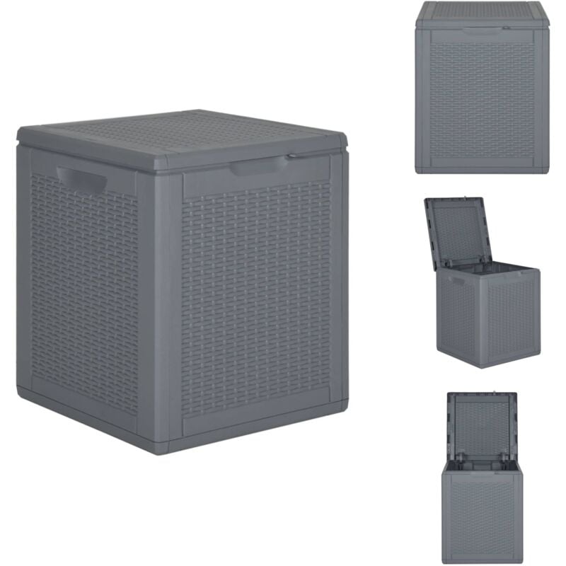 Boîte de rangement de jardin gris pp rotin 90 l - Boîte De Rangement Jardin - Coffre De Rangement Extérieur - Rangement Jardin - Meuble De Jardin