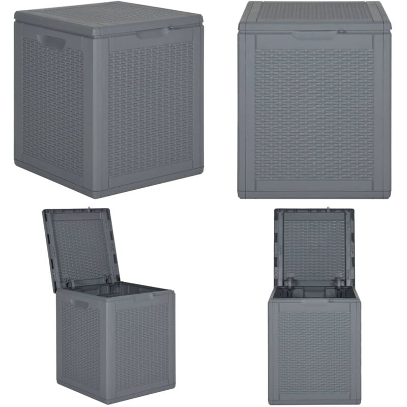 Boîte de rangement de jardin gris pp rotin 90 l - Boîte De Rangement Jardin - Coffre De Rangement Extérieur - Rangement Jardin - Meuble De Jardin