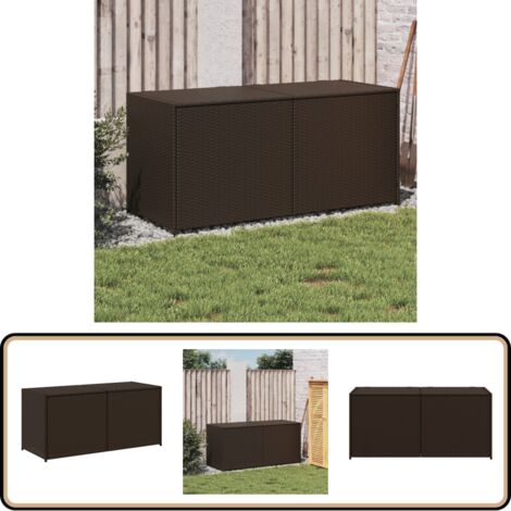 Boîte de rangement de jardin marron 283L résine tressée - Boîte De Rangement Jardin - Coffre De Jardin - Rangement Exterieur - Résine Tressée - Polyrotan