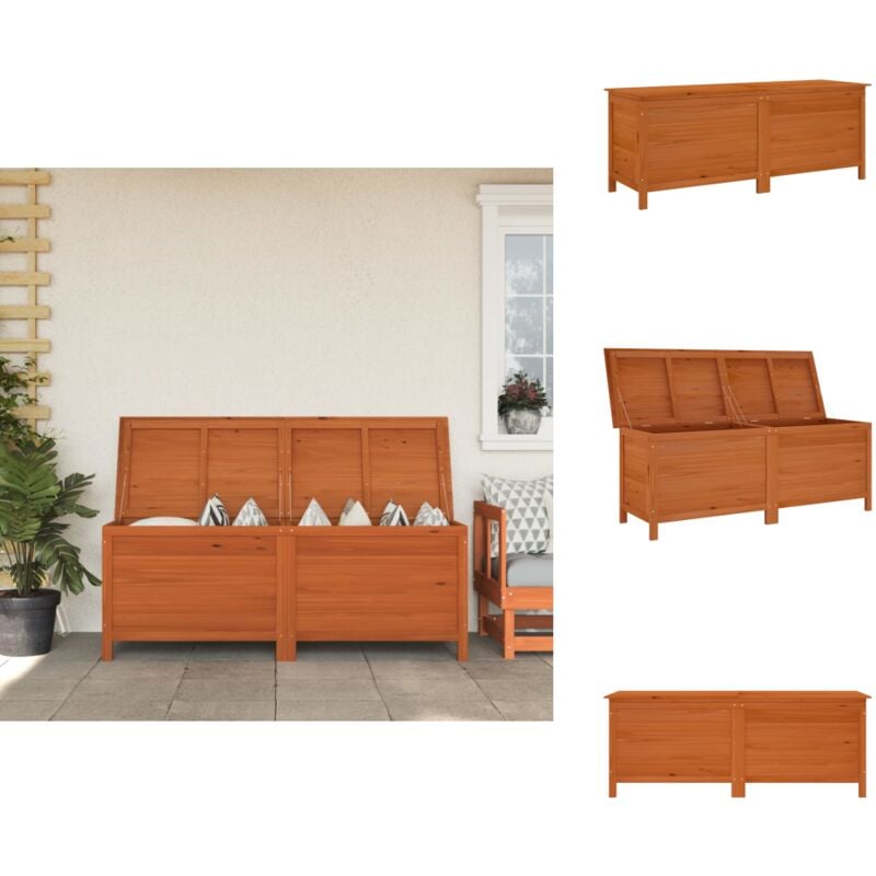 Boîte de rangement de jardin marron bois massif de sapin - Boîte De Rangement Jardin - Coffre De Jardin - Rangement Extérieur - Rangement Bois