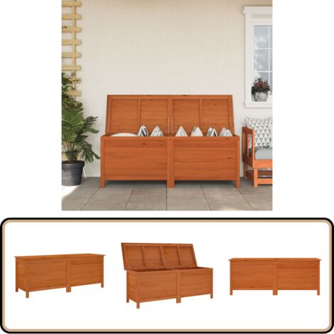 Boîte de rangement de jardin marron bois massif de sapin - Boîte De Rangement Jardin - Coffre De Jardin - Rangement Extérieur - Rangement Bois - Meuble De Jardin