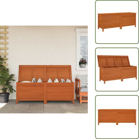 Boîte de rangement de jardin marron bois massif de sapin - Boîte De Rangement Jardin - Coffre De Jardin - Rangement Extérieur - Rangement Bois - Meuble De Jardin
