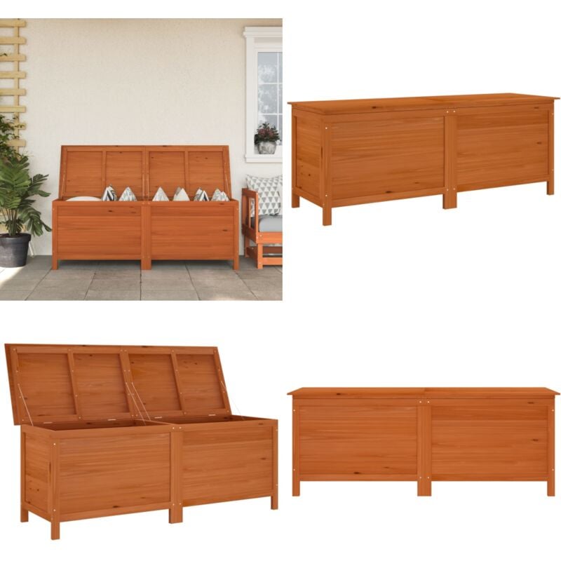 Boîte de rangement de jardin marron bois massif de sapin - Boîte De Rangement Jardin - Coffre De Jardin - Rangement Extérieur - Rangement Bois