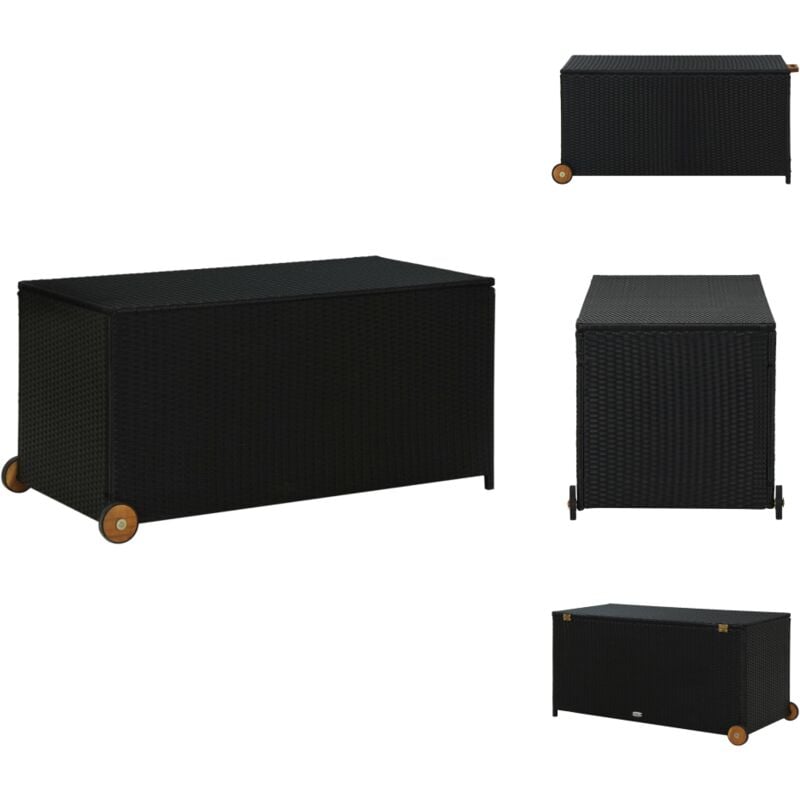 Boîte de rangement de jardin noir 120x65x61 cm résine tressée - Coffre De Jardin - Rangement Extérieur - Boîte De Rangement - Meuble De Jardin