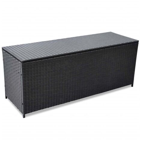 Boîte de rangement de jardin Noir 150x50x60 cm Résine tressée