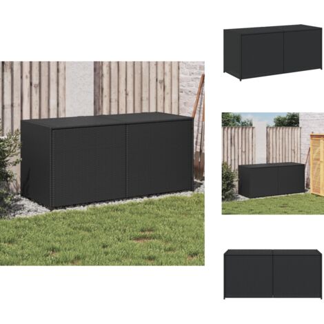 Boîte de rangement de jardin noir 283L résine tressée - Boîte De Rangement Jardin - Coffre De Jardin - Rangement Exterieur - Résine Tressée - Polyrotan