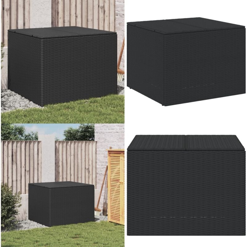 Boîte de rangement de jardin noir 291L résine tressée - Boîte De Rangement Jardin - Coffre De Jardin - Rangement Extérieur - Résine Tressée