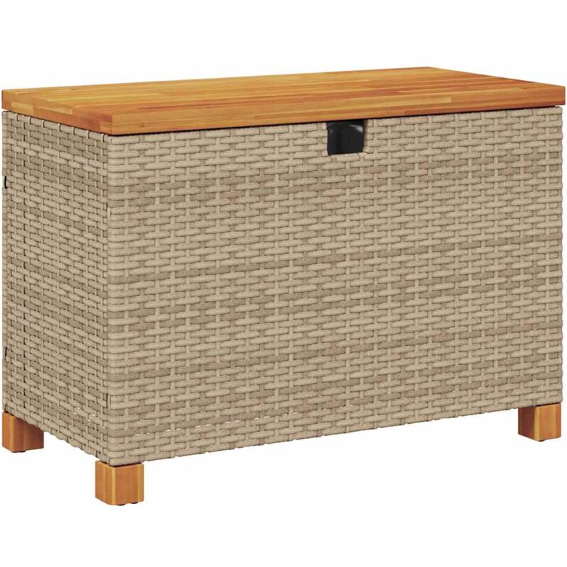 Vidaxl - Boîte de rangement de jardin beige résine tressée bois d'acacia